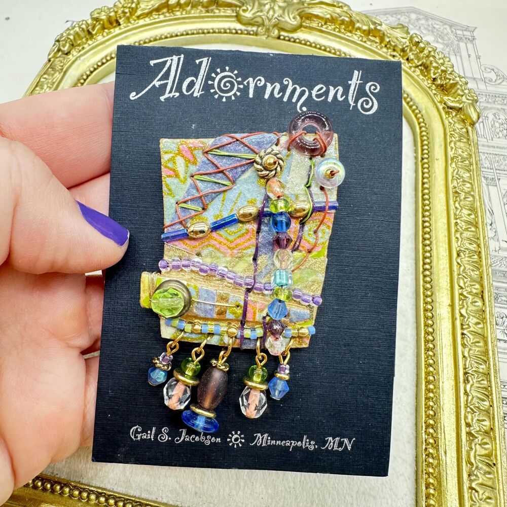 Unique Artist Designed Hand Crafted Adornments Brooch by Gail Minneapolis - Picture 5 of 8